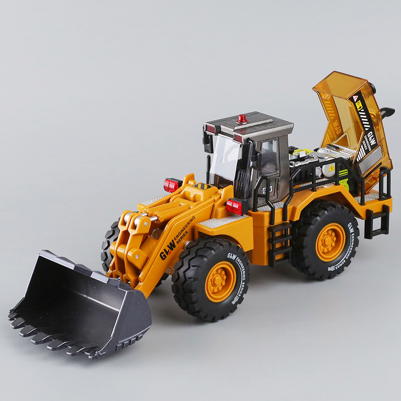 大号合金铲车儿童惯性推土机工程车模型玩具男孩声光履带挖掘机