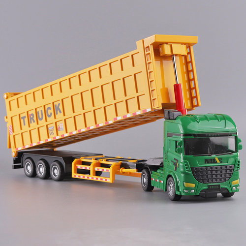 加长版运输车儿童惯性大卡车升降翻斗自卸车可换头拖车玩具车模型