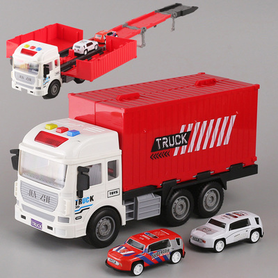 弹射轨道车集装箱运输车儿童音乐故事玩具车大汽车多功能箱式轨道