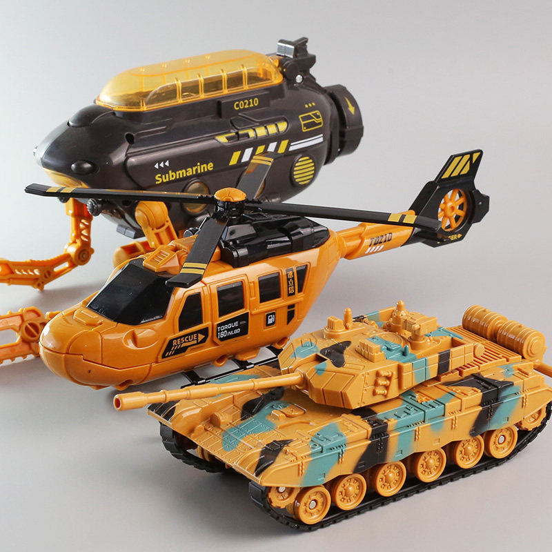 海陆空玩具模型坦克车直升机潜水艇运输拖车儿童仿真军事套装礼物