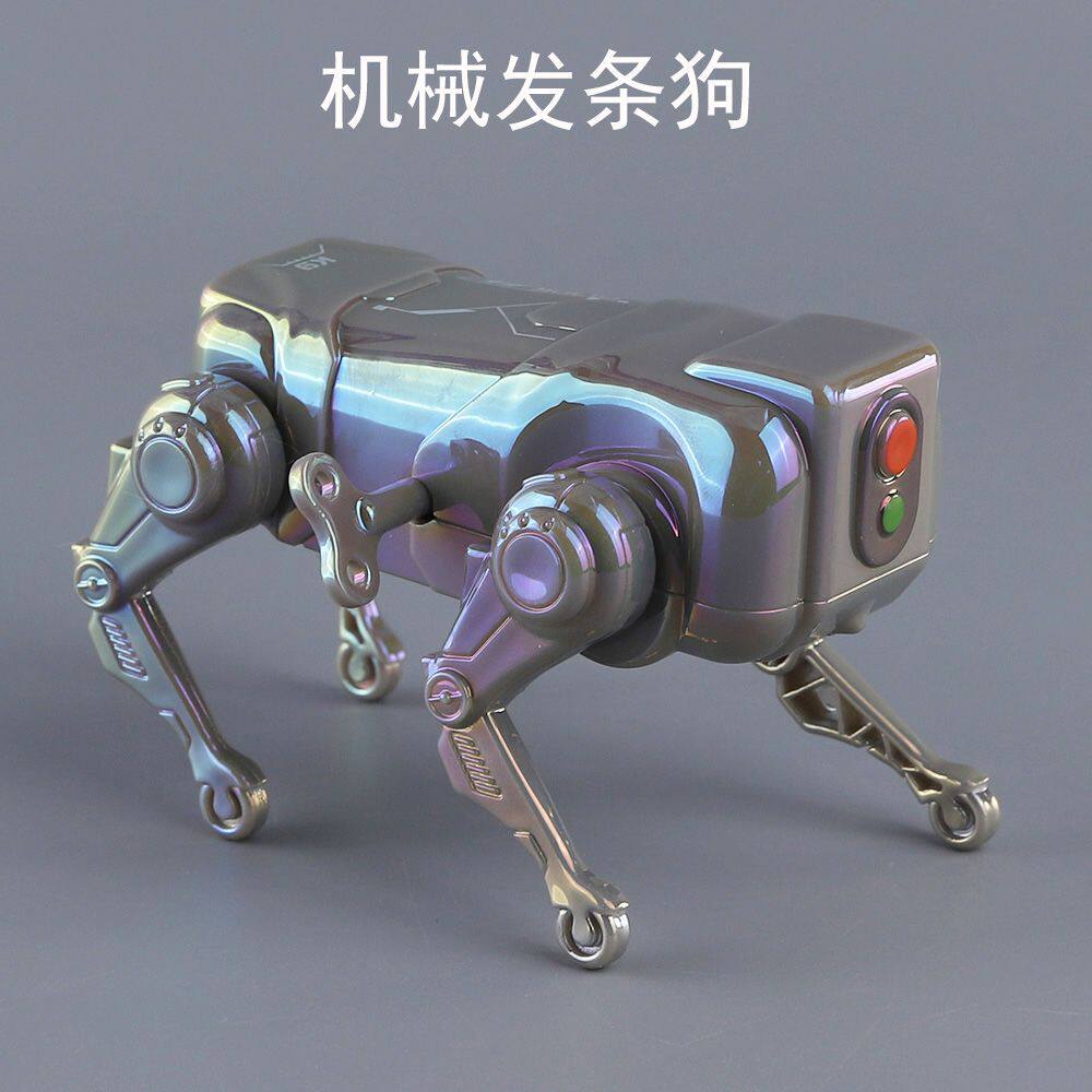 新款发条机械狗玩具狗发条行走上链模拟智能机器狗解压爬行玩具