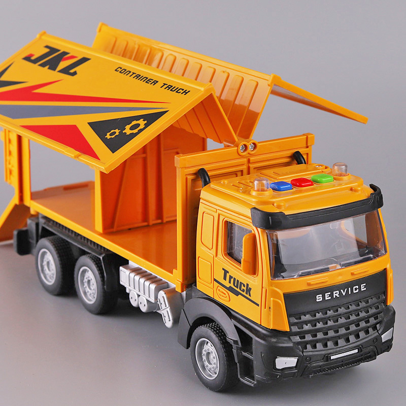 儿童大号货柜车开门厢货车男孩惯性音乐故事玩具车宝宝城市运输车