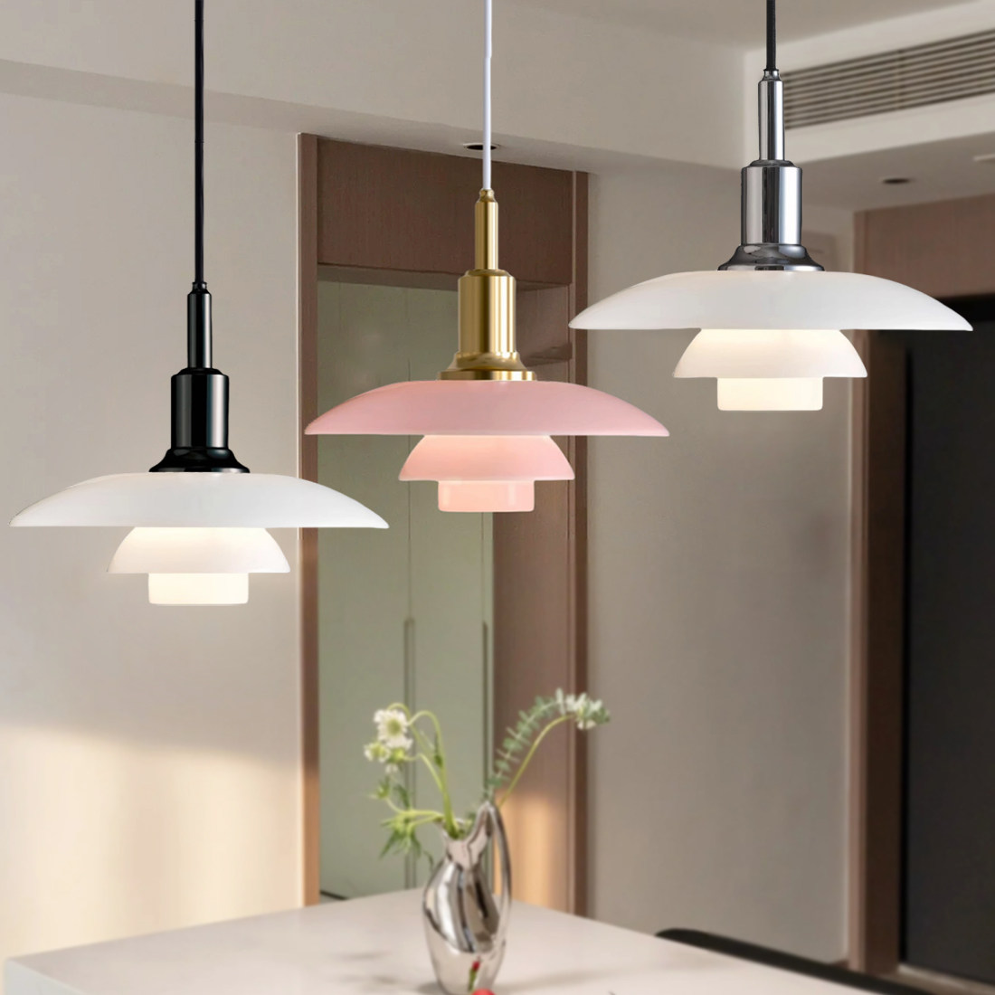 中古风吧台餐厅店铺玻璃飞碟吊灯