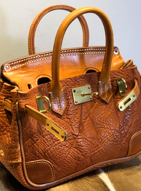 气场瞬间高级！手工缝制铂金包女斜挎小包植鞣牛皮单肩包真皮女包