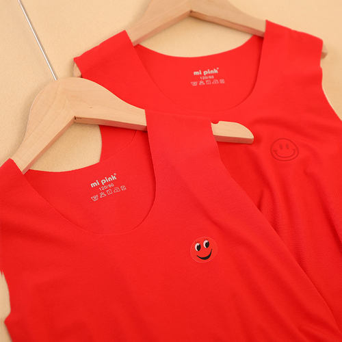 mipink果果过年喜庆红色儿童背心