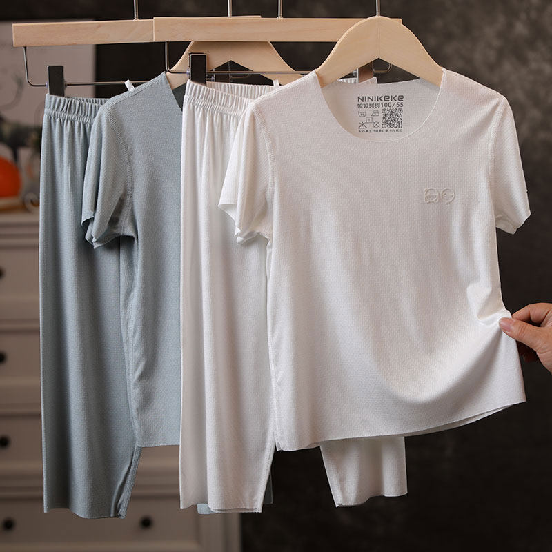 妮妮珂珂儿童莫代尔睡衣夏季薄款T恤七分裤套装女童家居服男孩,童装/婴儿装/亲子装,家居服套装,淘宝优惠券,粉丝福利购,淘宝优惠卷