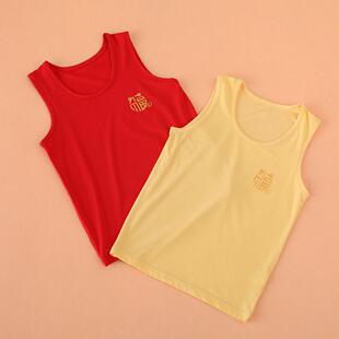 兰精莫代尔喜庆过年儿童本命年背心大红色新年黄色无袖中大童吊带