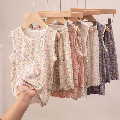 mipink果果背心短裤女童套装