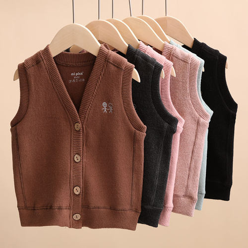 mipink果果条绒洋气儿童马甲