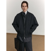 COLN羊毛混纺无领毛呢外套看着是夹克却是棉服 保暖内核