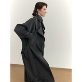 COLN 风衣 秋新大翻领宽门襟腰带收腰宽松中长款