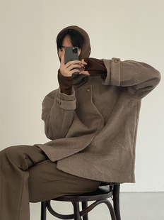 自带氛围感很暖也很好rua 外套 COLN冬日穿短款 立领毛呢大衣这样