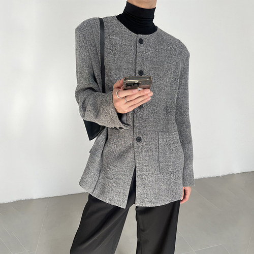 秋季极简风无领宽松休闲西服