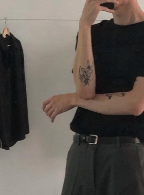 COLN自制 人手一件四季基础黑白韩风宽松版oversize小圆领短袖T恤