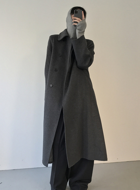 COLN 时髦知识分子请选这件上身惊艳无比的高开叉单排扣羊毛大衣