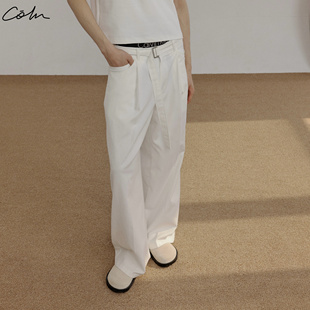 同时松弛无需多言 不粘腿 COLN用腰带双口袋直筒牛仔裤 迎接夏日