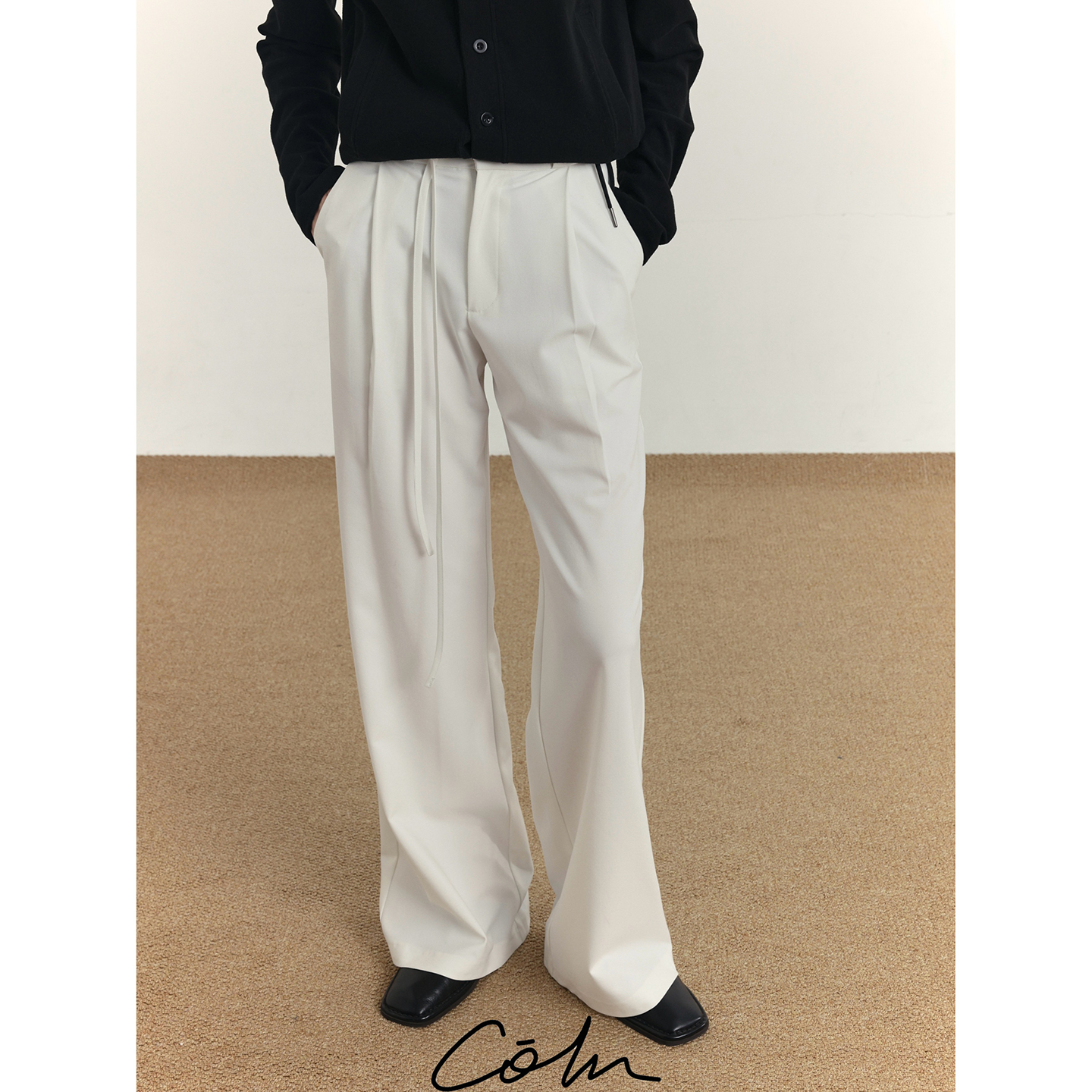 COLN 秋新垂感抽绳收腰微喇叭宽松休闲裤,男装,休闲裤,淘宝优惠券,粉丝福利购,淘宝优惠卷