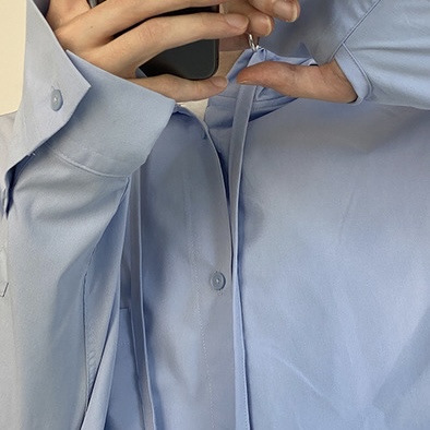 COLN极简风连帽长袖连手套衬衫