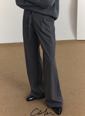 COLN 秋新垂感抽绳收腰微喇叭宽松休闲裤