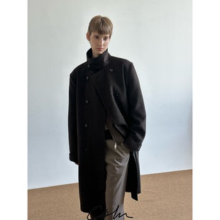 COLN秋冬怎么能缺少常青大衣呢多种穿法50羊毛双排扣立领大衣