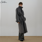 COLN沉浸式 过冬毕竟想要又美又飒又暖就穿系带翻领毛呢单排扣大衣