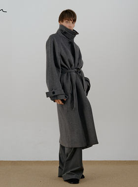 COLN沉浸式过冬毕竟想要又美又飒又暖就穿系带翻领毛呢单排扣大衣