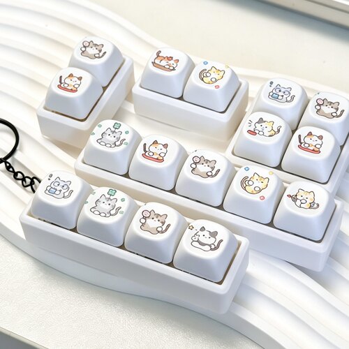 简笔画猫咪解压玩具底座键帽青轴试轴器挂件钥匙扣哄娃神器