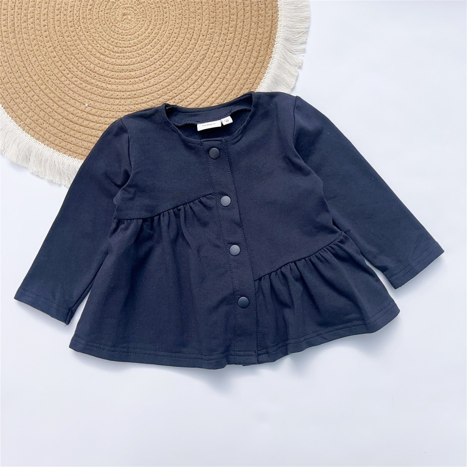 62-86/外贸女宝宝春毛圈长袖T恤上衣nameit公主原单裙式百日衣服