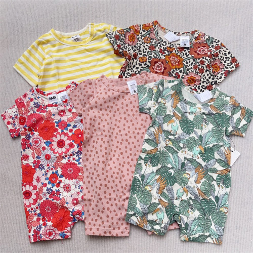 0-24M/澳洲cottonon新生婴儿春夏短袖平角爬男女宝宝满月百日哈衣