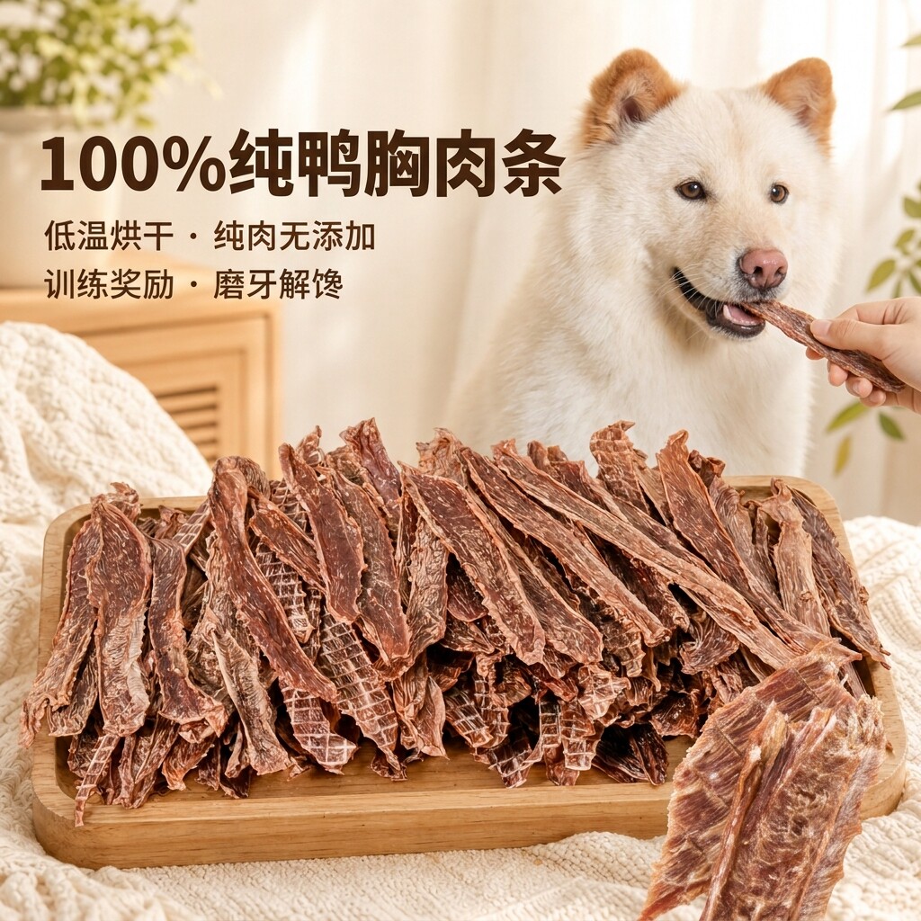 自制狗狗零食鸭肉干猫咪泰迪金毛狗风干零食/肉干/肉