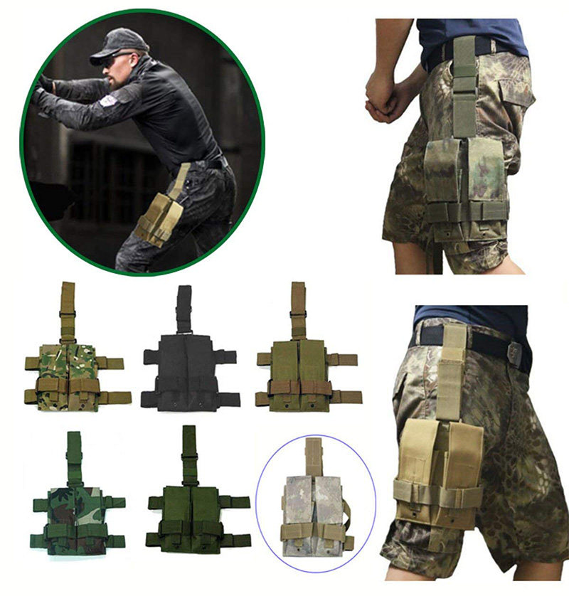 户外战术双联包 多功能腿包手机腿套 ak m4绑腿弹夹包 模块化腿挂