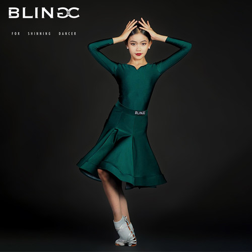 blingc拉丁舞女儿童高档仿英国料