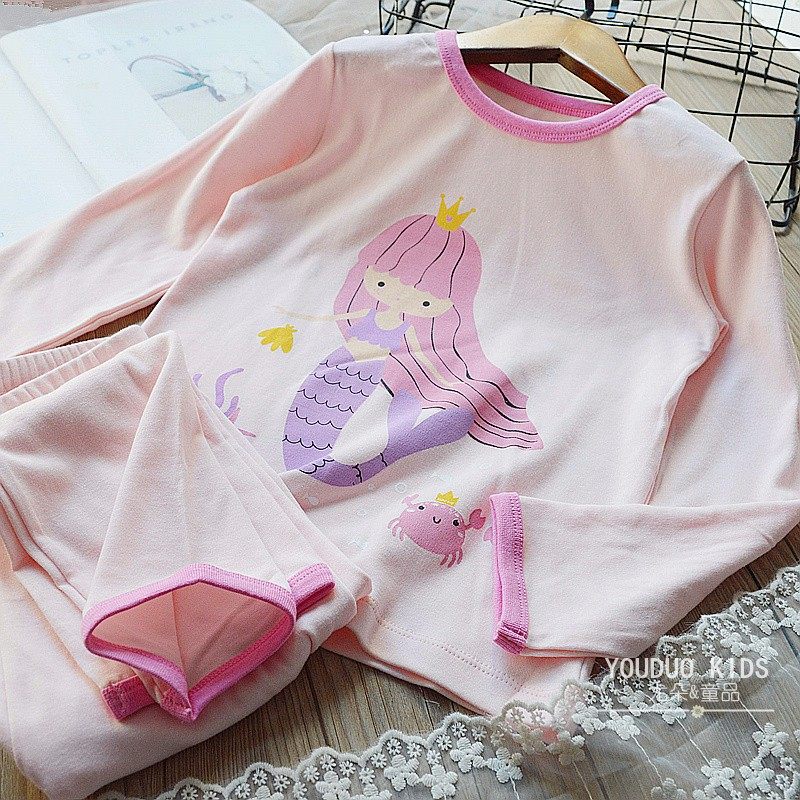 A类 女童内衣套装 儿童美人鱼秋衣秋裤两件套 纯棉家居服2025秋冬,童装/婴儿装/亲子装,家居服套装,淘宝优惠券,粉丝福利购,淘宝优惠卷