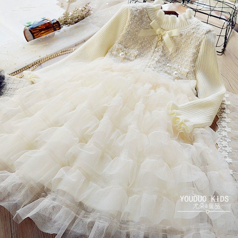 女童蕾丝蛋糕裙儿童韩版长袖连衣裙2021秋冬新款毛衣裙针织裙子潮,童装/婴儿装/亲子装,连衣裙,淘宝优惠券,粉丝福利购,淘宝优惠卷