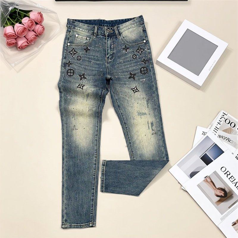 重工烫钻牛仔裤男修身小脚长裤个性时尚潮流高端欧货线下品质裤子,男装,牛仔裤,淘宝优惠券,粉丝福利购,淘宝优惠卷