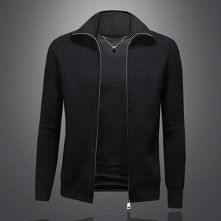 老钱风轻奢大翻领拉链针织开衫男加厚保暖休闲百搭毛衣纯色高级感