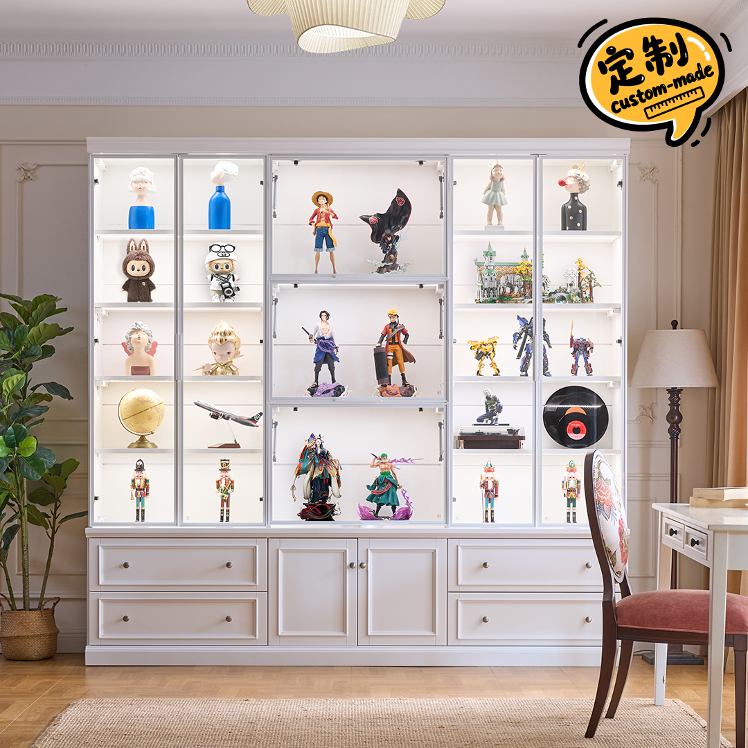 和年美家可定制实木玻璃门手办柜