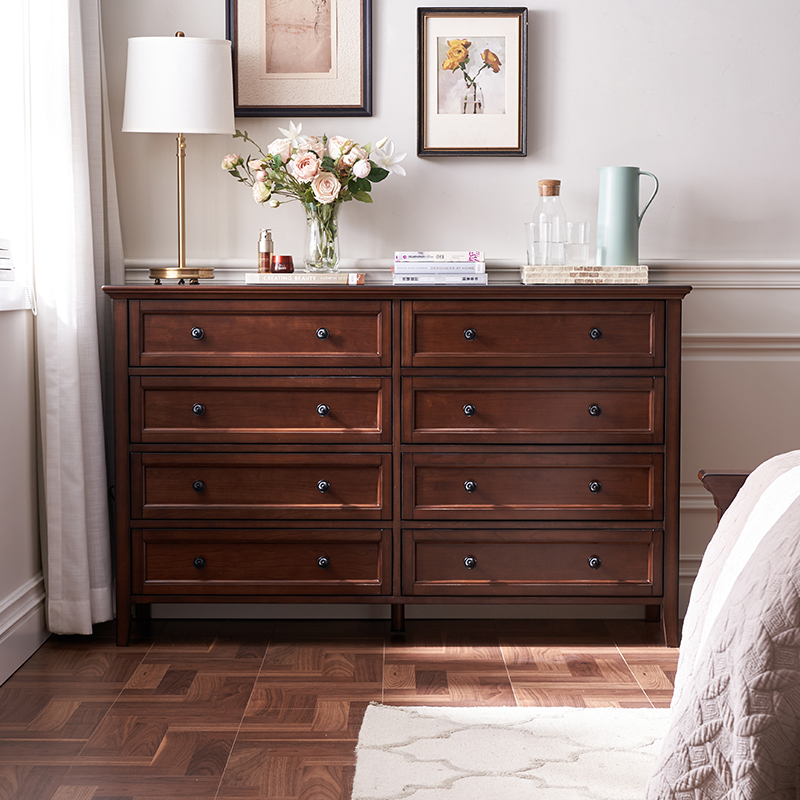 美式实木卧室储物柜抽屉柜八斗柜