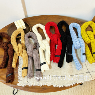 亲子款腊肠粗毛线儿童围巾秋冬时髦精宝宝围脖男女童女宝针织围巾