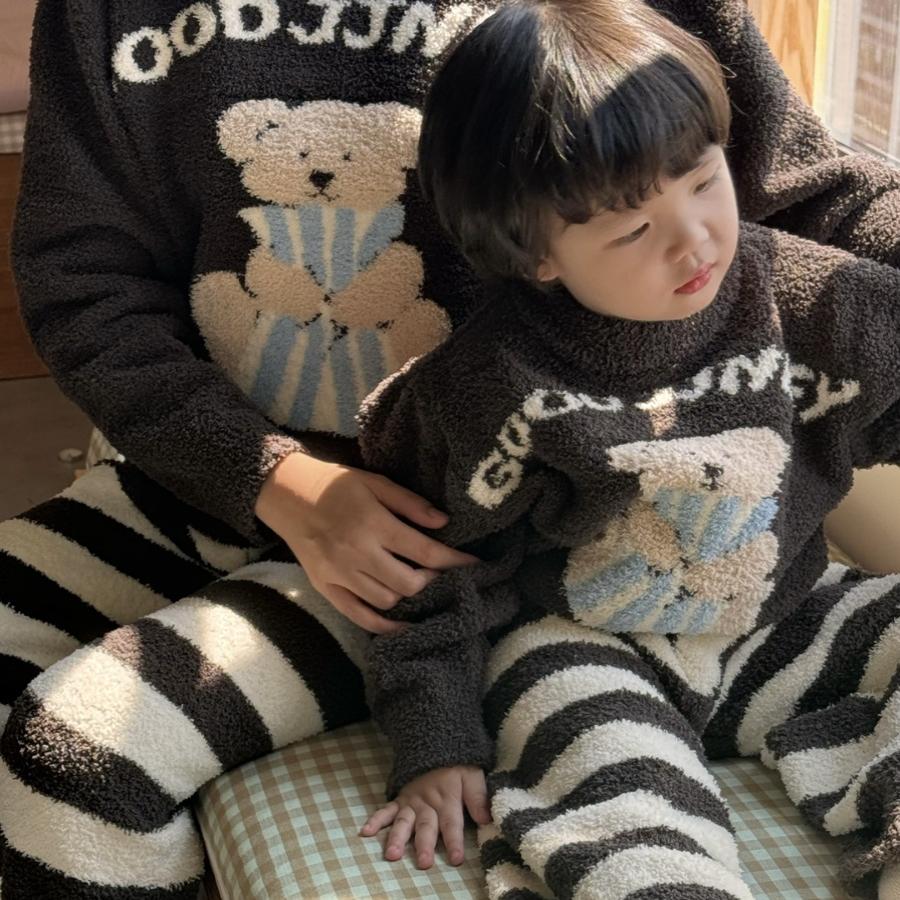 CROAL亲子款儿童睡衣睡裤加厚毛绒家居服套装可爱男女童两件套