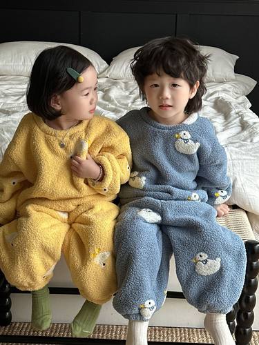 朵绒儿童卡通家居服套装冬季