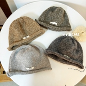 韩系ins秋冬款 儿童针织帽羊毛男女童套头毛线帽冷帽复古搭配帽子