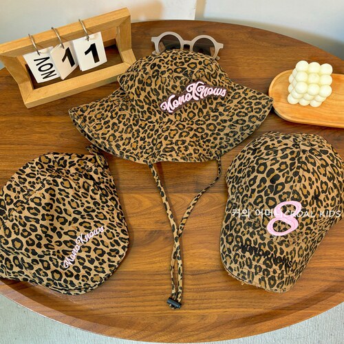 时髦精~女童帽子儿童洋气豹纹鸭舌帽渔夫帽宝宝遮阳刺绣鸭舌帽子