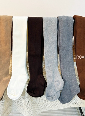 百搭儿童连裤袜春秋宝宝外穿打底袜灰色白色棉女童打底裤连体裤子