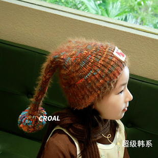 男女童套头帽儿童护耳帽超萌可爱帽大球球毛线帽秋冬季针织帽子