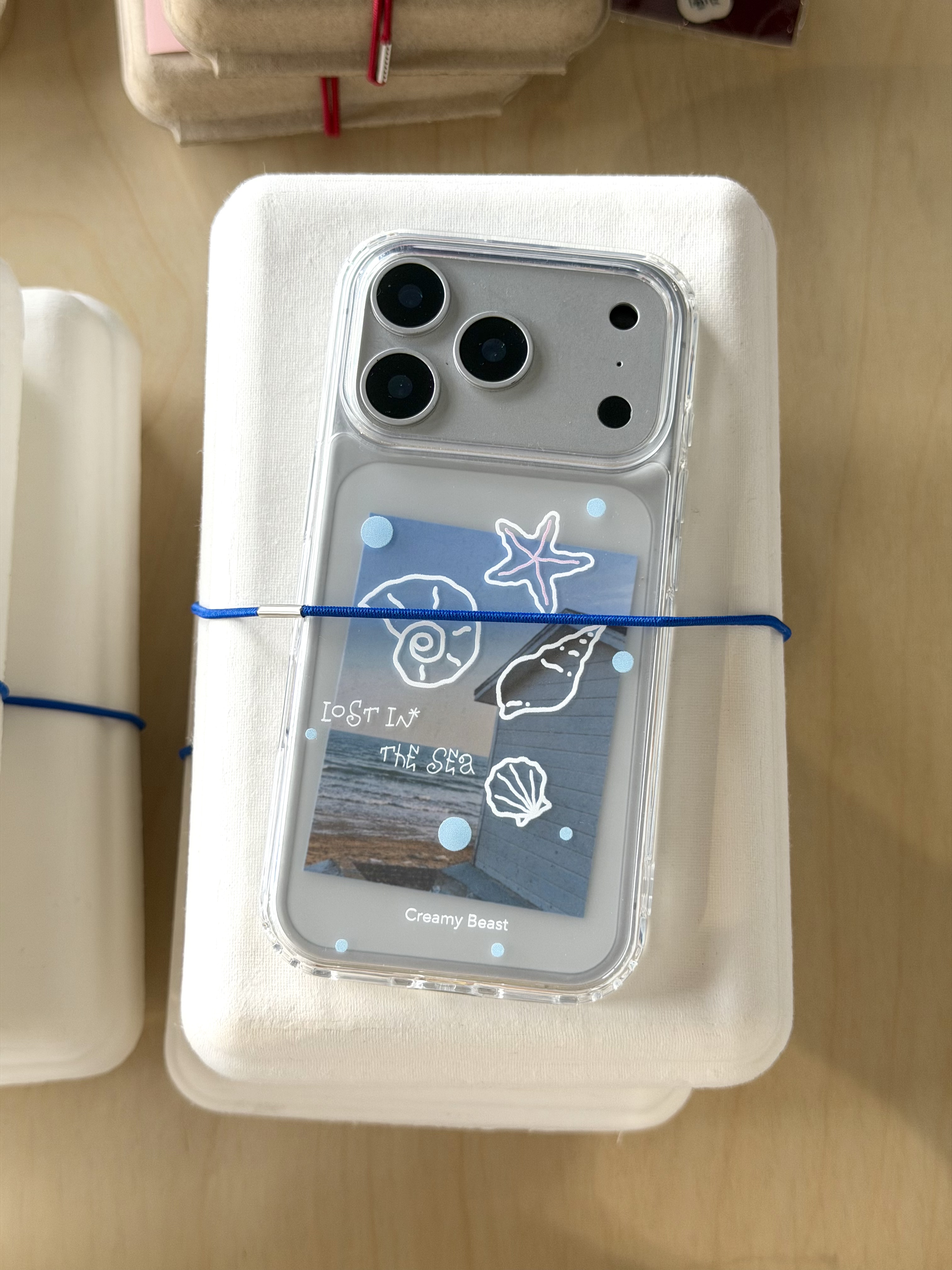 奶油怪兽原创ins风透明磨砂全包壳大海元素iPhone17pro