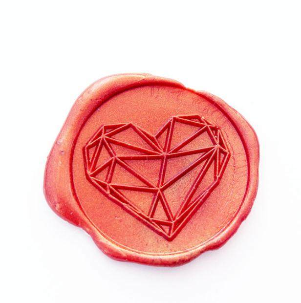 爱心 几何爱心 火漆印章 婚礼请柬 盖章 封印