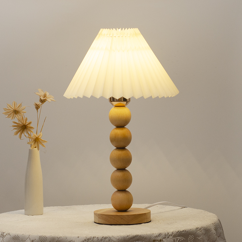 ins风北欧简约中古木头台灯卧室床头夜灯创意书桌阅读装饰化妆灯