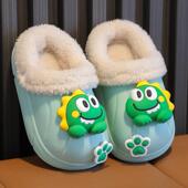 室内外防滑加绒保暖棉拖 防水男女童秋冬季 历史 儿童棉拖鞋