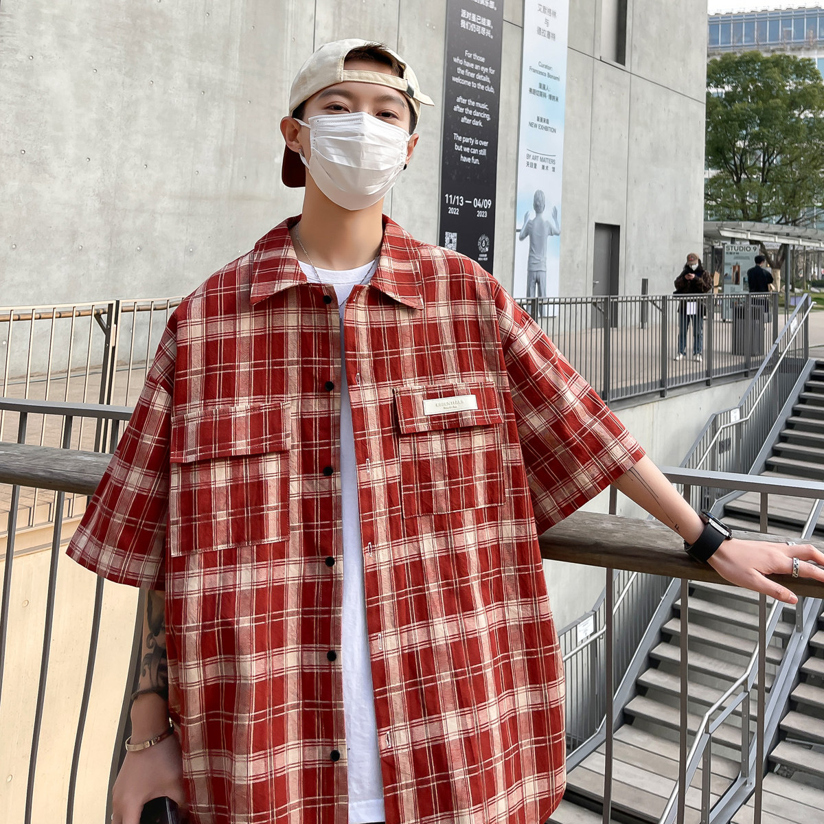 直播好货格子2025夏装小香风格子短袖衬衫情侣ins衬衣C9901-P45,男装T恤,电商A006